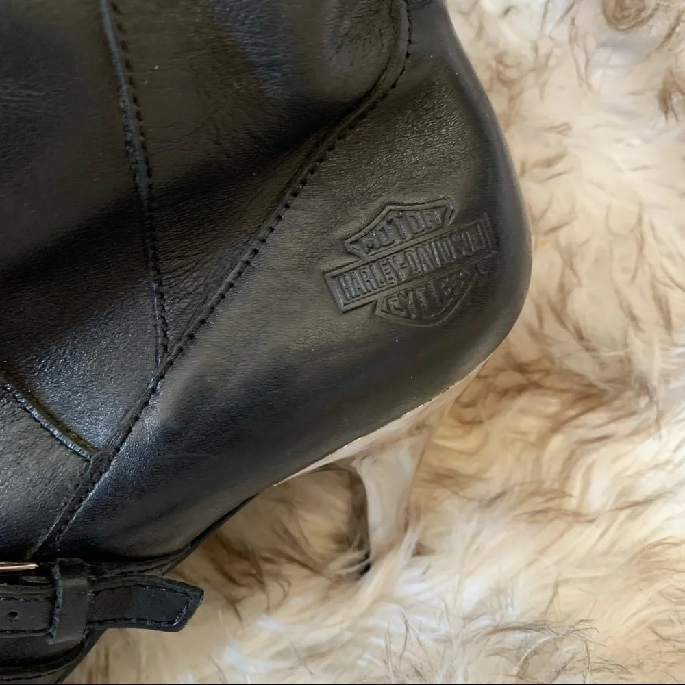Harley Davidson black leather studded fashion boot - Picture 2 of 4